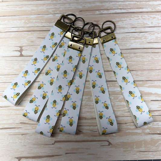 Faux Leather Bee Wristlet