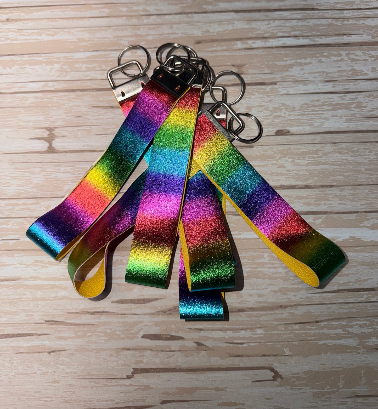 Bright Rainbow Colors Key Wristlet