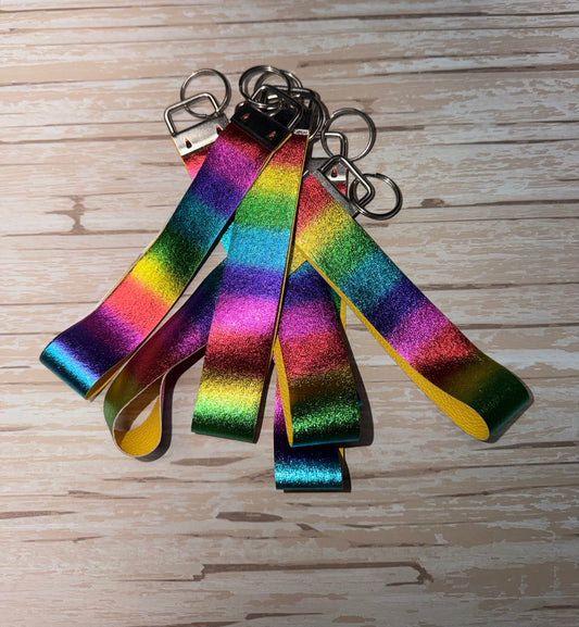 Bright Rainbow Colors Key Wristlet